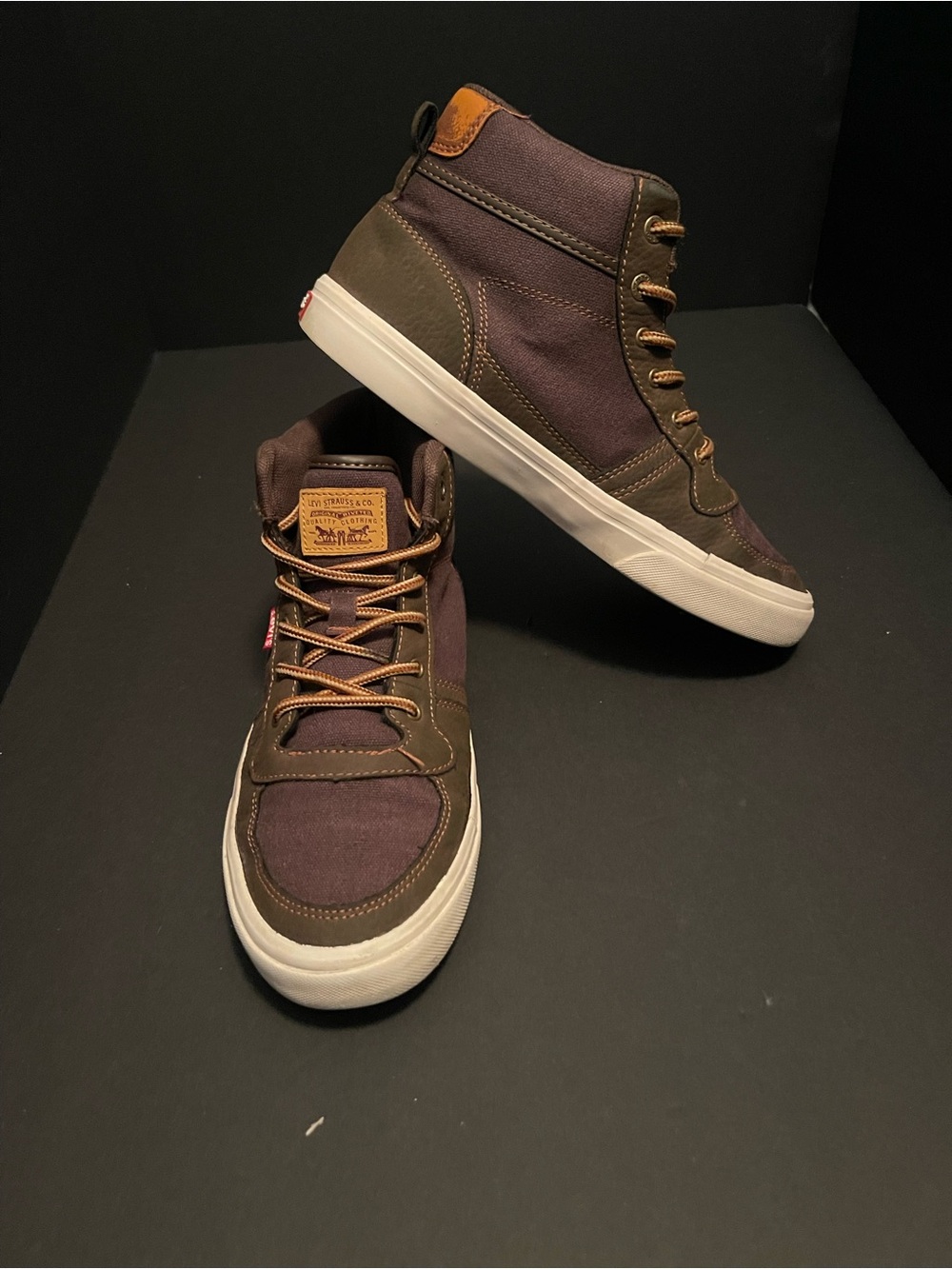 Levi's Kids High-Top Sneakers in Brown and Grey with White Sole
